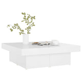 NNEVL Coffee Table High Gloss White 90x90x28 cm Chipboard