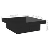 NNEVL Coffee Table High Gloss Black 90x90x28 cm Chipboard