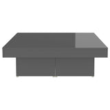 NNEVL Coffee Table High Gloss Grey 90x90x28 cm Chipboard