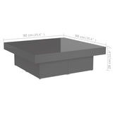 NNEVL Coffee Table High Gloss Grey 90x90x28 cm Chipboard