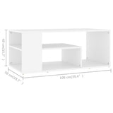 NNEVL Coffee Table White 100x50x40 cm Chipboard