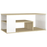 NNEVL Coffee Table White and Sonoma Oak 100x50x40 cm Chipboard