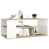 NNEVL Coffee Table White and Sonoma Oak 100x50x40 cm Chipboard