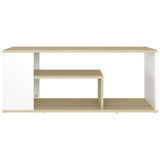 NNEVL Coffee Table White and Sonoma Oak 100x50x40 cm Chipboard