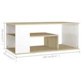 NNEVL Coffee Table White and Sonoma Oak 100x50x40 cm Chipboard