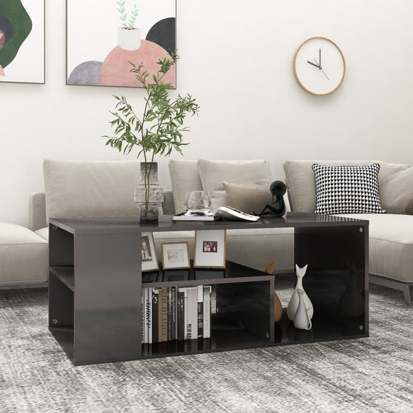 NNEVL Coffee Table High Gloss Grey 100x50x40 cm Chipboard