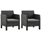 NNEVL Garden Chairs with Cushions 2 pcs PP Rattan Anthracite