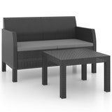NNEVL 2 Piece Garden Lounge Set with Cushions PP Rattan Anthracite