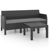 NNEVL 2 Piece Garden Lounge Set with Cushions PP Rattan Anthracite
