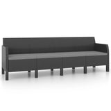 NNEVL 4-Seater Garden Sofa with Cushions Anthracite PP Rattan