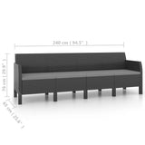 NNEVL 4-Seater Garden Sofa with Cushions Anthracite PP Rattan