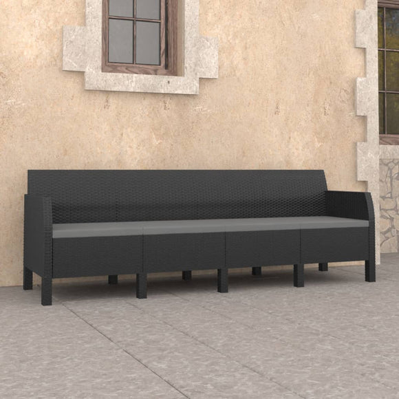 NNEVL 4-Seater Garden Sofa with Cushions Anthracite PP Rattan