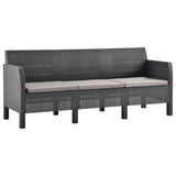 NNEVL 3 Piece Garden Lounge Set with Cushions PP Rattan Anthracite
