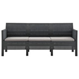 NNEVL 3 Piece Garden Lounge Set with Cushions PP Rattan Anthracite