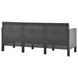 NNEVL 3 Piece Garden Lounge Set with Cushions PP Rattan Anthracite