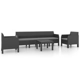 NNEVL 4 Piece Garden Lounge Set with Cushions PP Rattan Anthracite