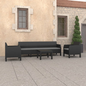 NNEVL 4 Piece Garden Lounge Set with Cushions PP Rattan Anthracite
