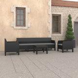 NNEVL 4 Piece Garden Lounge Set with Cushions PP Rattan Anthracite