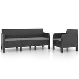 NNEVL 2 Piece Garden Lounge Set with Cushions PP Rattan Anthracite