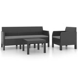 NNEVL 3 Piece Garden Lounge Set with Cushions PP Rattan Anthracite