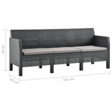 NNEVL 3 Piece Garden Lounge Set with Cushions PP Rattan Anthracite