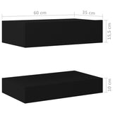 NNEVL Bedside Cabinet Black 60x35 cm Chipboard
