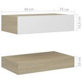 NNEVL Bedside Cabinet White and Sonoma Oak 60x35 cm Chipboard