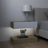 NNEVL Bedside Cabinets 2 pcs White and Sonoma Oak 60x35 cm Chipboard