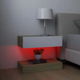 NNEVL Bedside Cabinets 2 pcs White and Sonoma Oak 60x35 cm Chipboard