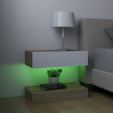 NNEVL Bedside Cabinets 2 pcs White and Sonoma Oak 60x35 cm Chipboard