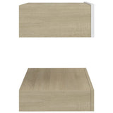 NNEVL Bedside Cabinets 2 pcs White and Sonoma Oak 60x35 cm Chipboard