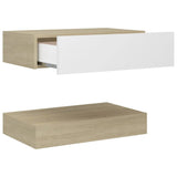 NNEVL Bedside Cabinets 2 pcs White and Sonoma Oak 60x35 cm Chipboard
