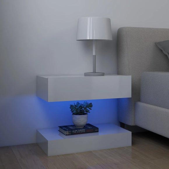 NNEVL Bedside Cabinet High Gloss White 60x35 cm Chipboard