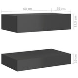 NNEVL Bedside Cabinet High Gloss Grey 60x35 cm Chipboard