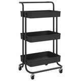 NNEVL 3-Tier Kitchen Trolley Black 42x25x83.5 cm Iron and ABS