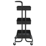 NNEVL 3-Tier Kitchen Trolley Black 42x25x83.5 cm Iron and ABS