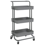 NNEVL 3-Tier Kitchen Trolley Grey 42x35x85 cm Iron and ABS