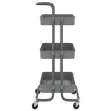 NNEVL 3-Tier Kitchen Trolley Grey 42x35x85 cm Iron and ABS