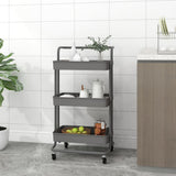 NNEVL 3-Tier Kitchen Trolley Grey 42x35x85 cm Iron and ABS