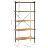 NNEVL 5-Tier Shelving Unit Black and Oak 80x40x163 cm