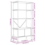 NNEVL 5-Tier Shelving Unit with Cabinet 80x40x163 cm Steel and Engineered Wood