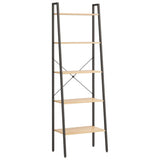 NNEVL 5-Tier Standing Shelf Light Brown and Black 56x35x174 cm