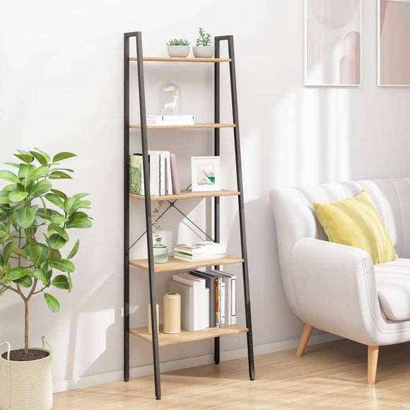NNEVL 5-Tier Standing Shelf Light Brown and Black 56x35x174 cm