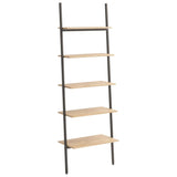 NNEVL 5-Tier Leaning Shelf Light Brown and Black 64x34x185.5 cm