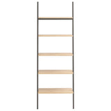 NNEVL 5-Tier Leaning Shelf Light Brown and Black 64x34x185.5 cm