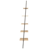 NNEVL 5-Tier Leaning Shelf Light Brown and Black 64x34x185.5 cm