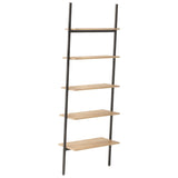 NNEVL 5-Tier Leaning Shelf Light Brown and Black 64x34x185.5 cm