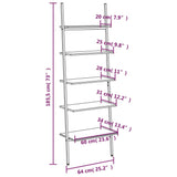 NNEVL 5-Tier Leaning Shelf Light Brown and Black 64x34x185.5 cm