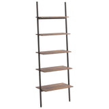 NNEVL 5-Tier Leaning Shelf Dark Brown and Black 64x34x185.5 cm
