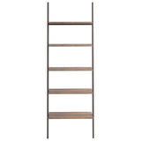NNEVL 5-Tier Leaning Shelf Dark Brown and Black 64x34x185.5 cm